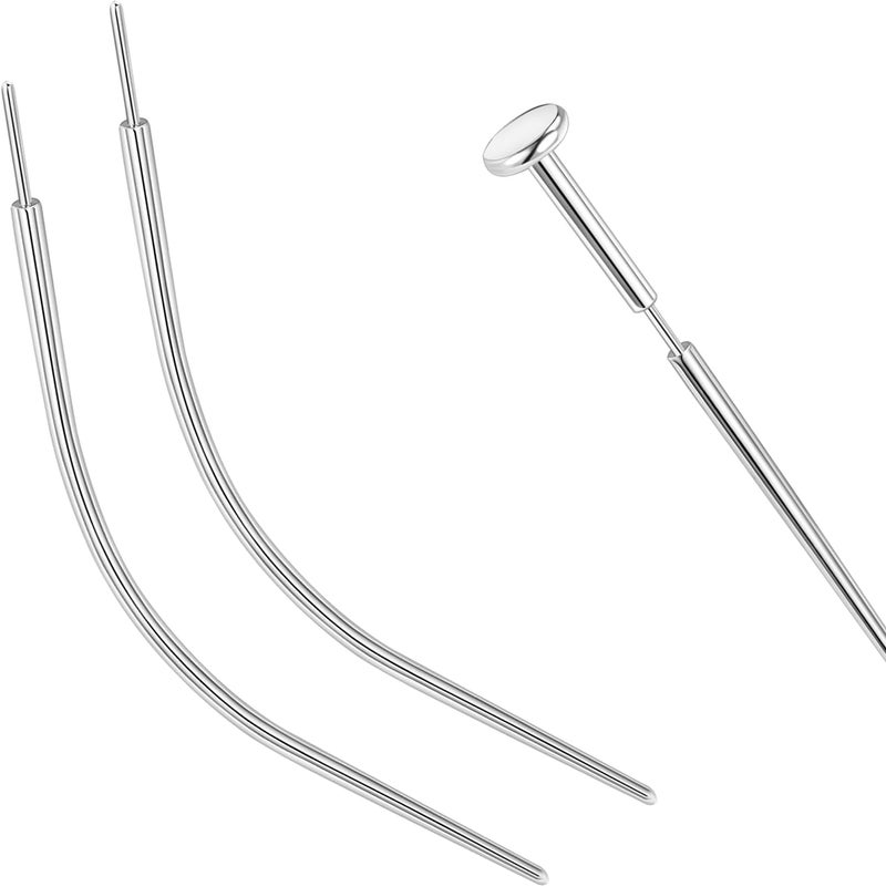 PunkTracker 20g/18g/16g/14g Curved ASTM F136 Titanium Piercing Kit Taper Insertion Pin for Threadless Tragus Helix Lip Nose Helix Piercing Jewelry Cartilage Earrings Labret Studs Nose Stud Stretcher - Image 1